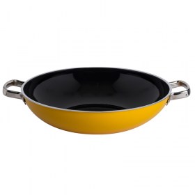 immagine del wok Silit Crazy Yellow, diametro 36 cm senza il coperchio in vetro, visone frontale