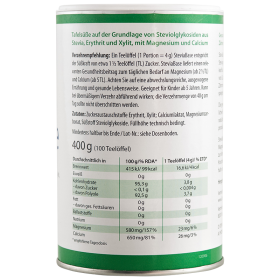immagine della confezione di Stevia base Gr 400 | dolcificante naturale. ingredienti e valori nutrizionali