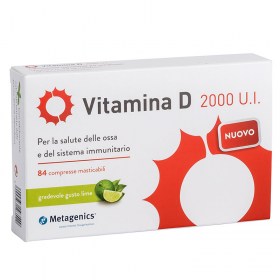 immagine della confezione integratore Vitamina D 2000 U.I., 84 compresse masticabili di Metagenics, vista frontale